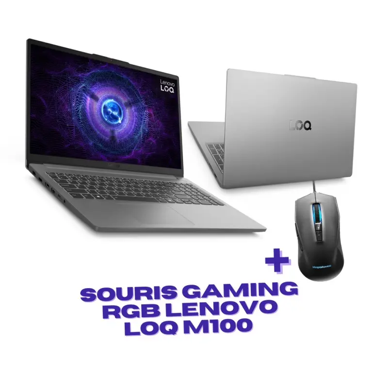 PC Portable Gamer Lenovo LOQ 15IAX9E / i5-12450HX / RTX 2050 4G / 32 Go DDR5 / 512 Go SSD / Windows 11 / Gris